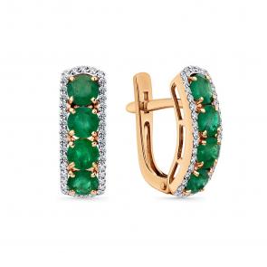 Золотые серьги Мастер Бриллиант с бриллиантом и изумрудом 01M2-107370-00-01 фото