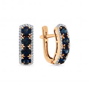 Золотые серьги Мастер Бриллиант с бриллиантом и сапфиром 01M2-107370-00-02 фото