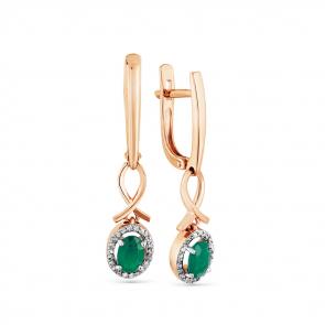 Золотые серьги Мастер Бриллиант с бриллиантом и изумрудом 01M2-107840-00-01 фото