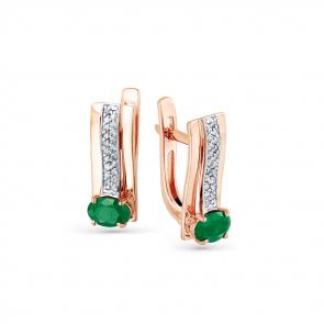 Золотые серьги Мастер Бриллиант с бриллиантом и изумрудом 01M2-107848-01-01 фото