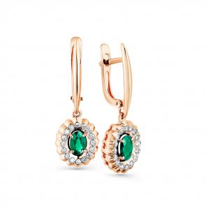 Золотые серьги Мастер Бриллиант с бриллиантом и изумрудом 01M2-107852-01-01 фото