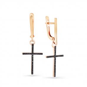 Золотые серьги Мастер Бриллиант с чёрным бриллиантом 01M2-107869-00-48 фото