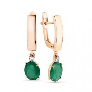 Золотые серьги Мастер Бриллиант с бриллиантом и изумрудом 01M2-108097-00-01 фото