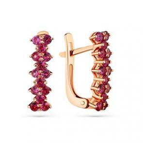 Золотые серьги Мастер Бриллиант с рубином 01M2-108316-00-03 фото