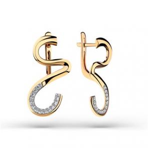 Золотые серьги Мастер Бриллиант с бриллиантом 01M2-108376-00-00 фото