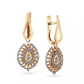 Золотые серьги Мастер Бриллиант с бриллиантом 01M2-108379-00-00 фото