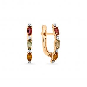 Золотые серьги Мастер Бриллиант с бриллиантом и турмалином 01M2-108401-01-60 фото