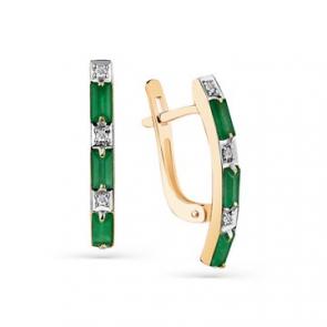 Золотые серьги Мастер Бриллиант с бриллиантом и изумрудом 01M2-108419-00-01 фото