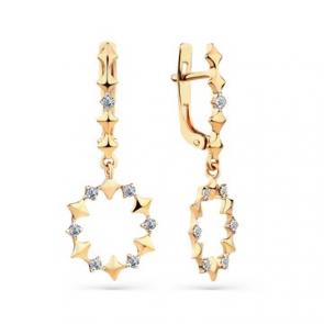 Золотые серьги Мастер Бриллиант с бриллиантом 01M2-108438-00-00 фото