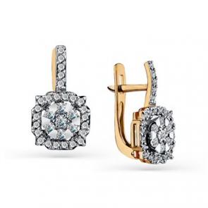 Золотые серьги Мастер Бриллиант с бриллиантом 01M2-108531-00-00 фото