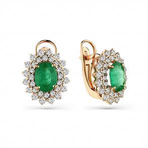 Золотые серьги Мастер Бриллиант с бриллиантом и изумрудом 01M2-108701-00-01 фото