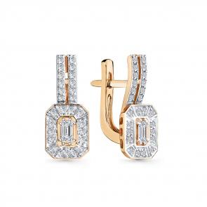 Золотые серьги Мастер Бриллиант с бриллиантом 01M2-108793-00-00 фото