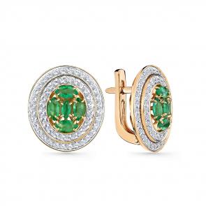 Золотые серьги Мастер Бриллиант с бриллиантом и изумрудом 01M2-108803-00-01 фото