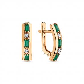 Золотые серьги Мастер Бриллиант с бриллиантом и изумрудом 01M2-108838-00-01 фото