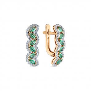 Золотые серьги Мастер Бриллиант с бриллиантом и изумрудом 01M2-108843-00-01 фото