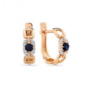 Золотые серьги Мастер Бриллиант с бриллиантом и сапфиром 01M2-109058-01-02 фото