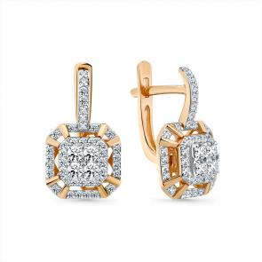 Золотые серьги Мастер Бриллиант с бриллиантом 01M2-109125-00-00 фото