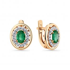 Золотые серьги Мастер Бриллиант с бриллиантом и изумрудом 01M2-109191-00-01 фото