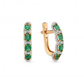 Золотые серьги Мастер Бриллиант с бриллиантом и изумрудом 01M2-109243-70-01 фото