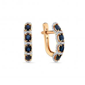 Золотые серьги Мастер Бриллиант с бриллиантом и сапфиром 01M2-109243-70-02 фото