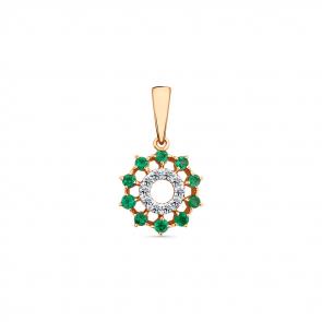 Золотая подвеска Мастер Бриллиант с бриллиантом и изумрудом 01M3-130087-00-01 фото