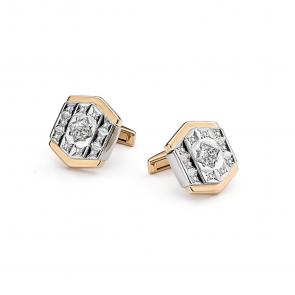 Золотые запонки Мастер Бриллиант с бриллиантом 01M4-007 фото