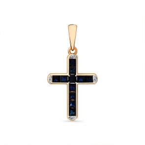 Золотая подвеска Мастер Бриллиант с бриллиантом и сапфиром 01M8-180246-00-02 фото