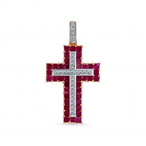 Золотая подвеска Мастер Бриллиант с бриллиантом и рубином 01M8-180248-00-03 фото