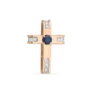 Золотая подвеска Мастер Бриллиант с бриллиантом и сапфиром 01M8-338-02 фото