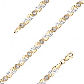 Золотой браслет плетение Фантазийное ТД Эстет с фианитом 01Б111307 фото