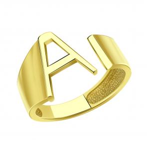 Кольцо-буква А из лимонного золота ТД Эстет 01К0314378 фото