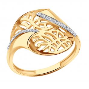 Золотое кольцо ТД Эстет с фианитом 01К1110512 фото