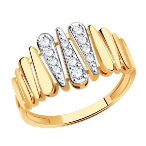 Золотое кольцо ТД Эстет с фианитом 01К1111565Р фото
