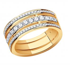 Золотое кольцо ТД Эстет с фианитом 01К1113752 фото