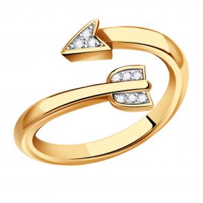 Золотое кольцо ТД Эстет с фианитом 01К1114064Р фото