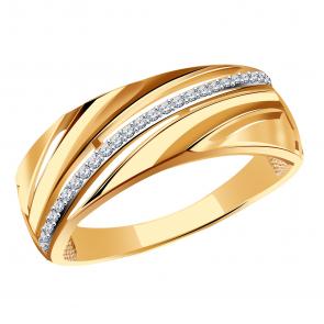 Золотое кольцо ТД Эстет с фианитом 01К1114589Р фото