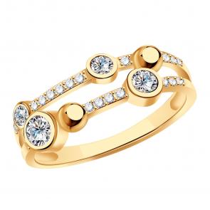 Золотое кольцо ТД Эстет с фианитом 01К1114635 фото