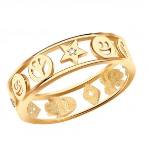 Золотое кольцо ТД Эстет с фианитом 01К1114722 фото