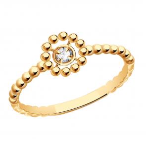 Золотое кольцо ТД Эстет с фианитом 01К1114818 фото