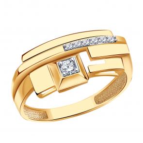 Золотое кольцо ТД Эстет с фианитом 01К1114964Р фото
