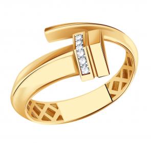 Золотое кольцо ТД Эстет с фианитом 01К1115048Р фото