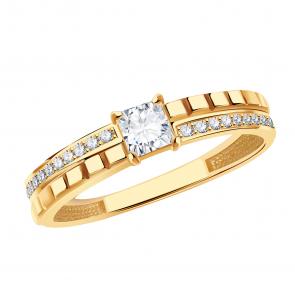 Золотое кольцо ТД Эстет с фианитом 01К1115162 фото