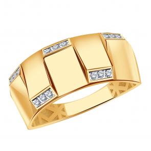 Золотое кольцо ТД Эстет с фианитом 01К1115755Р фото