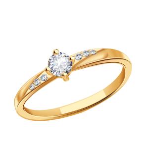 Золотое кольцо ТД Эстет с фианитом 01К115829 фото
