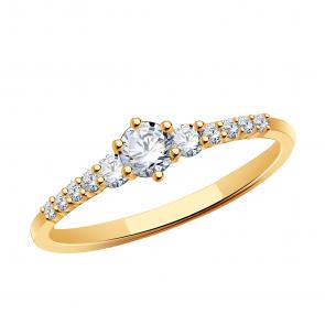 Золотое кольцо ТД Эстет с фианитом 01К115831 фото