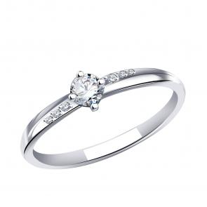 Помолвочное кольцо из белого золота ТД Эстет с фианитом 01К125829 фото