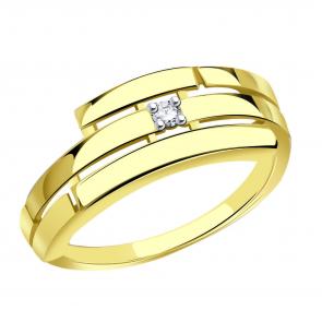 Кольцо из лимонного золота ТД Эстет с фианитом 01К1312939 фото