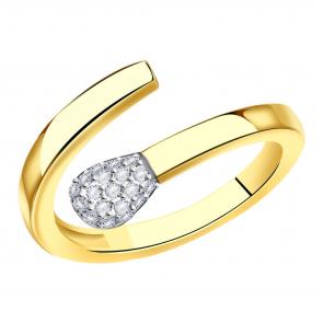 Кольцо из лимонного золота ТД Эстет с фианитом 01К1313179 фото