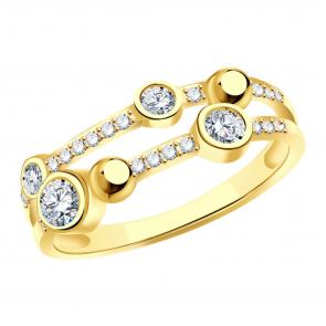 Кольцо из лимонного золота ТД Эстет с фианитом 01К1314635 фото