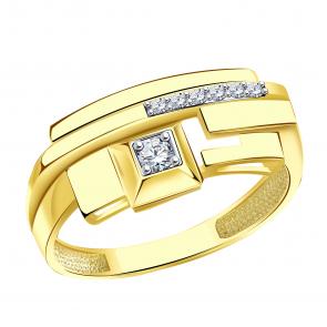 Кольцо из лимонного золота ТД Эстет с фианитом 01К1314964Р фото